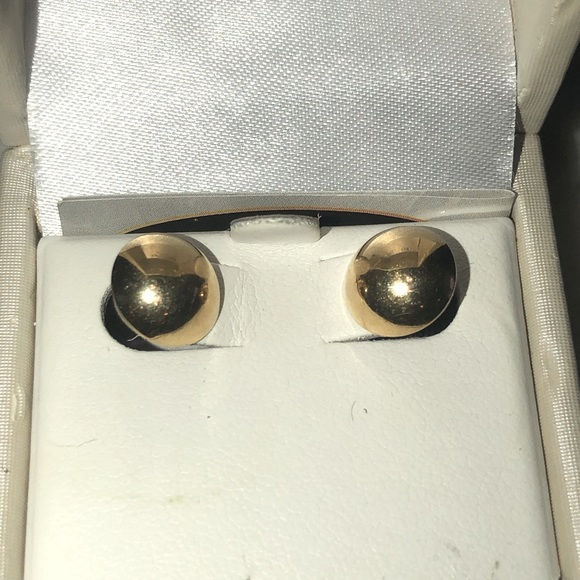 Vtg 14k Yellow Gold Dome Button Stud Earrings Approx 9mm
